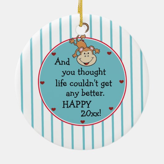 1回目のベビーを期待して男の子のクリスマス セラミックオーナメント (裏面)