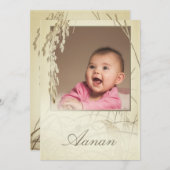 1回目の稲作稲作植物の写真金ゴールド 招待状 (正面/裏面)