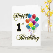 1回目の誕生日おめでとう カード (黄色い花)
