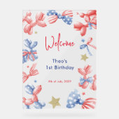 1回目の誕生日かわいいバルーン4th 7月パーティーへようこそ アクリルサイン (正面)