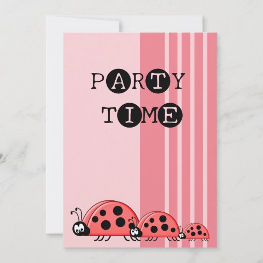 1回目の誕生日にフォトレディーバグの赤ピンクを追加 招待状 (裏面)