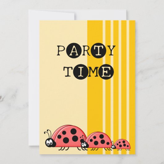 1回目の誕生日にフォトレディーバグ赤い黄色を追加 招待状 (裏面)