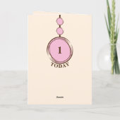 1回目の誕生日に名前かわいいナマケモノのピンクの茶色を追加 カード (裏面)