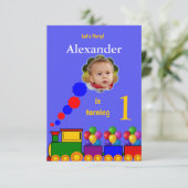 1回目の誕生日の写真の招待をトレーニングとバルーンで行う 招待状 (スタンド正面)