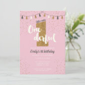 1回目の誕生日の招待-女子グリッターパーティー 招待状 (スタンド正面)