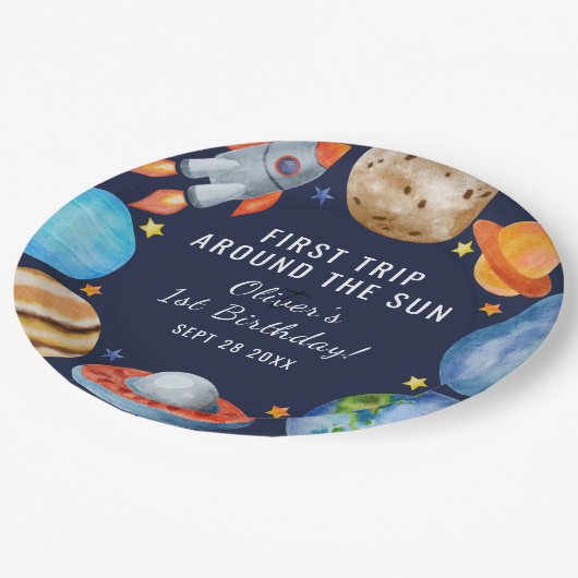 1回目の誕生日の最初ののまわりに旅ザ・サン・パーティー ペーパープレート (アングル)