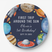 1回目の誕生日の最初ののまわりに旅ザ・サン・パーティー ペーパープレート (正面)