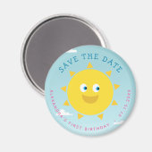 1回目の誕生日は日付を保存カボキンピンクと金ゴールド マグネット (正面/裏面)