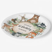 1回目の誕生日を迎える森林動物の甘いパーティー ペーパープレート (アングル)