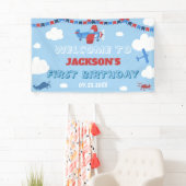 1回目の誕生日を迎える飛行機1年がバック 横断幕 (インサイチュ)