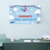 1回目の誕生日を迎える飛行機1年がバック 横断幕 (トレードショー)