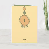 1回目の誕生日を追加nameかわいいヒョウ緑の黄色 カード (裏面)