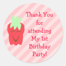 1回目の誕生日イチゴありがとうステッカー