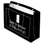 1回目の誕生日インスパイア～アールデコ見る"1" +名前 ラージペーパーバッグ (裏面アングル)