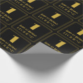 1回目の誕生日インスパイア~アールデコ「1」を見る、名前 ラッピングペーパー (角)