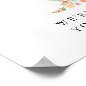 1回目の誕生日ウェルカムサインピンクウォーターカラー花模様 ポスター (角)