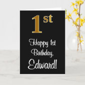 1回目の誕生日エレガント～豪華なフェイク金ゴールドルック# カード (黄色い花)