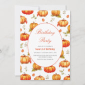 1回目の誕生日カボチャ水彩 招待状 (正面)