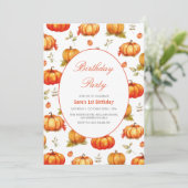 1回目の誕生日カボチャ水彩 招待状 (スタンド正面)