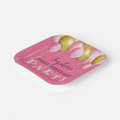 1回目の誕生日ガーリーピンク&金ゴールドバルーン誕生日 ペーパープレート (傾斜あり)