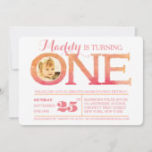 1回目の誕生日グラデーション水彩ワンフォト招待状 招待状 (正面)
