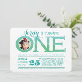 1回目の誕生日グラデーション水彩ワンフォト招待状 招待状 (スタンド正面)