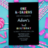 1回目の誕生日シンプルブラック 招待状