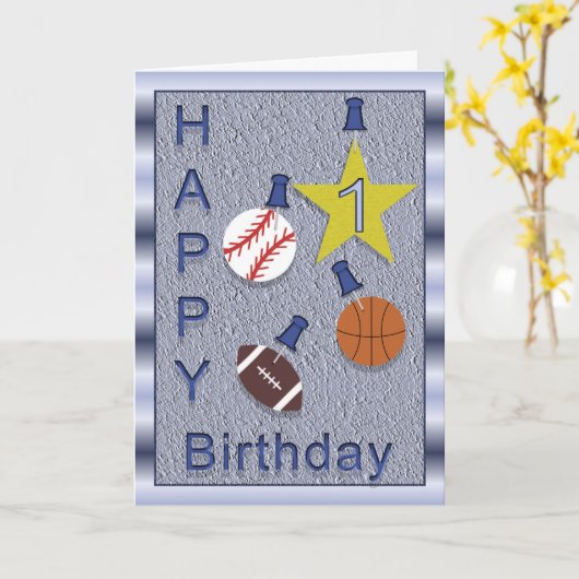 1回目の誕生日スポーツをテーマに カード (黄色い花)