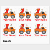 1回目の誕生日ダンプトラックのステッパーソナライズされたカー スクエアシール (シート)