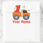 1回目の誕生日ダンプトラックのステッパーソナライズされたカー スクエアシール (バッグ)