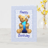 1回目の誕生日テディベア カード (黄色い花)