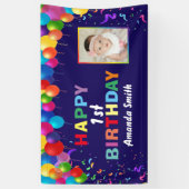 1回目の誕生日バルカラフルーン海軍青 横断幕 (縦)