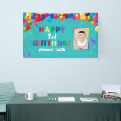 1回目の誕生日バルーカラフルンティール(緑がかった色) 横断幕 (トレードショー)