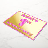 1回目の誕生日パーティーはっきりした:おもしろい、ピンクストライプ色の# 1 箔招待状 (回転した状態)