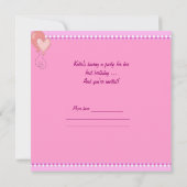 1回目の誕生日パーティーチャイルドズガールピンクケーキ 招待状 (裏面)