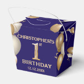 1回目の誕生日パーティーネイビーブルーと金ゴールドバルーン フェイバーボックス (裏面サイド)