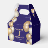 1回目の誕生日パーティーネイビーブルーと金ゴールドバルーン フェイバーボックス (裏面サイド)