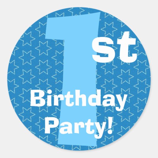 1回目の誕生日パーティーブルースターズB540A ラウンドシール (正面)