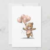 1回目の誕生日パーティーベビーガールベアーバルーン 招待状 (裏面)