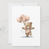 1回目の誕生日パーティーベビーガールベアーバルーン 招待状 (裏面)