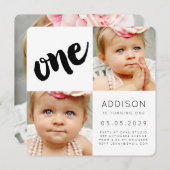 1回目の誕生日パーティーボーイガールフォトカード 招待状 (正面/裏面)