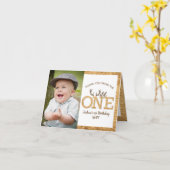 1回目の誕生日パーティー写真サンキューカード カード (黄色い花)