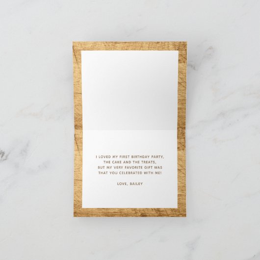 1回目の誕生日パーティー写真サンキューカード カード (内部)