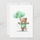 1回目の誕生日パーティー男の赤ちゃんベアバルーン 招待状 (裏面)