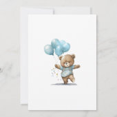 1回目の誕生日パーティー男の赤ちゃんベアバルーン 招待状 (裏面)