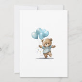 1回目の誕生日パーティー男の赤ちゃんベアバルーン 招待状 (裏面)