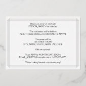 1回目の誕生日パーティー:アールデコの外観「1」と名前 箔招待状 (裏面)