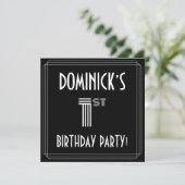 1回目の誕生日パーティー:アールデコスタイル(名前をカスタムする付き) 招待状 (スタンド正面)