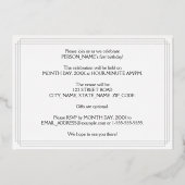 1回目の誕生日パーティー—アールデコスタイル「1」と名前 箔招待状 (裏面)