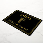 1回目の誕生日パーティー—アールデコスタイル「1」 +名前 箔招待状 (回転した状態)